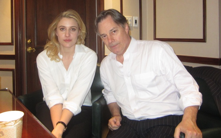 Actress Greta Gerwig and writer/director Whit Stillman at the New York Press Day for "Damsels in Distress" at the Regency Hotel in New York.