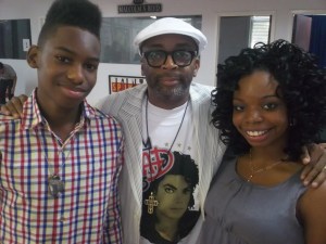 Jules Brown, director Spike Lee and Ty Lysaith at the press day for "Red Hook Summer," taking place at Forty Acres and a Mule Filmworks headquarters in Brooklyn, NY.