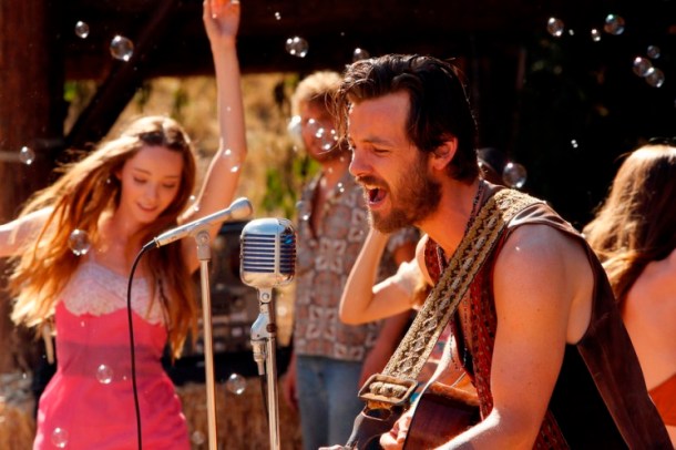 AQUARIUS -- "Never Say Never to Always" Episode 103 -- Pictured: (l-r) Emma Dumont as Emma Karn, Gethin Anthony  as Charles Manson -- (Photo by: Vivian Zink/NBC)