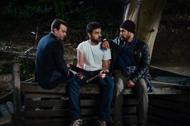 Mike Birbiglio, Jake Johnson and Sam Rockwell star in "Digging for Fire."