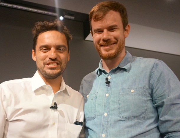 Jake Johnson and Joe Swanberg at NY press day for "Digging for Fire." Photo copyright 2015 Brad Balfour.