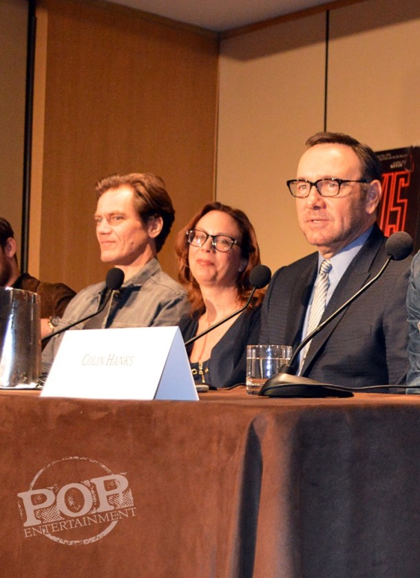 Michael Shannon, Liza Johnson and Kevin Spacey at the New York Press Conference for "Elvis & Nixon" at the Conrad New York April 18, 2016. Photo copyright 2016 Jay S. Jacobs.