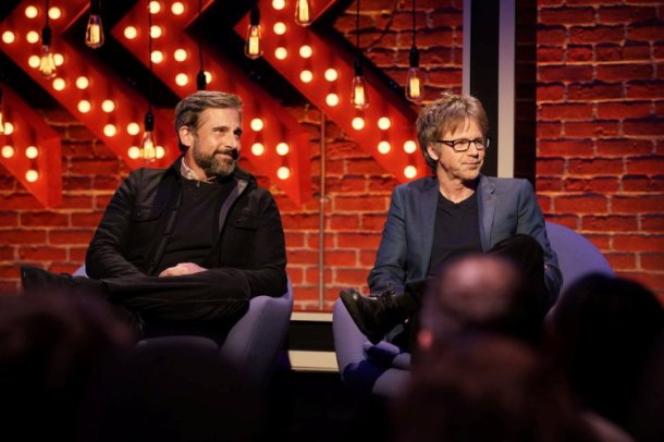 FIRST IMPRESSIONS -- Episode 105 -- Pictured: (l-r) Steve Carrell, Dana Carvey -- (Photo by: Joseph Viles/USA Network)