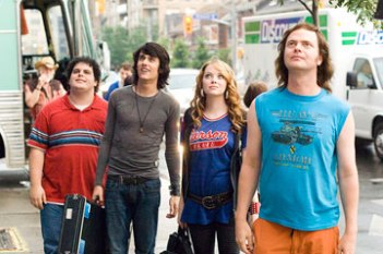 Josh Gad, Teddy Geiger, Emma Stone and Rainn Wilson in "The Rocker."