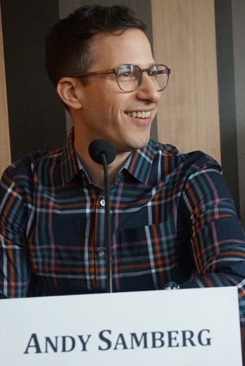 Andy Samberg at the NY press day for "Popstar: Never Stop Never Stopping."