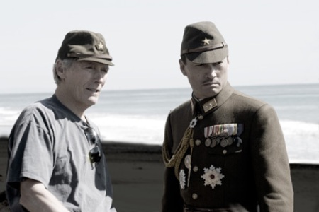 Director Clint Eastwood and Ken Watanabe making "Letters from Iwo Jima."