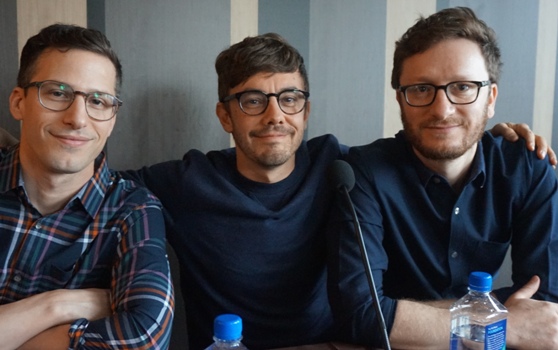Andy Samberg, Jorma Taccone and Akiva Schaffer at the NY press day for "Popstar: Never Stop Never Stopping."