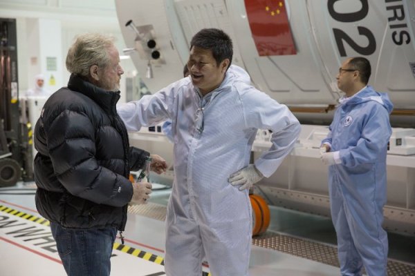 Ridley Scott on the set of "The Martian."