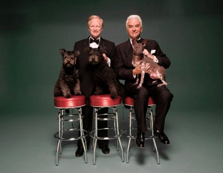 THE NATIONAL DOG SHOW PRESENTED BY PURINA -- Pictured: "The National Dog Show Presented by Purina" 2016 (l-r) Hosts David Frei and John O'Hurley -- (Photo by: Chris Weeks/