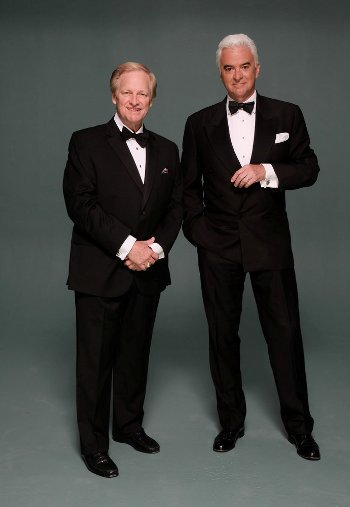 THE NATIONAL DOG SHOW PRESENTED BY PURINA -- Pictured: "The National Dog Show Presented by Purina" 2016 (l-r) Hosts David Frei and John O'Hurley -- (Photo by: Chris Weeks/