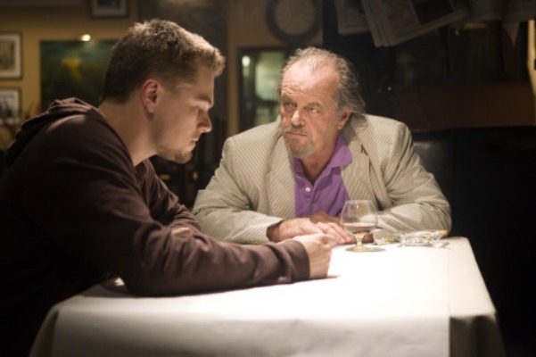 LEONARDO DiCAPRIO and JACK NICHOLSON in The Departed.