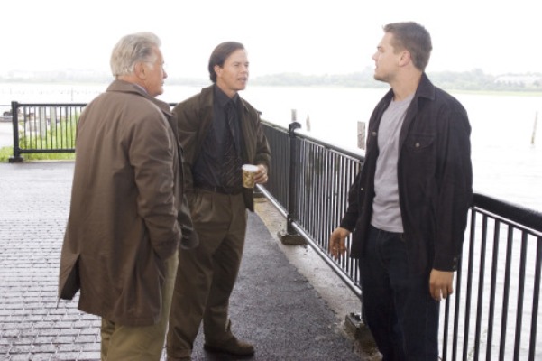 Undercover cop Billy Costigan (LEONARDO DiCAPRIO) tells his superiors, Captain Queenan (MARTIN SHEEN) and Sergeant Dignam (MARK WAHLBERG), that he is nearing the end of his rope in Warner Bros. Pictures crime drama The Departed. 