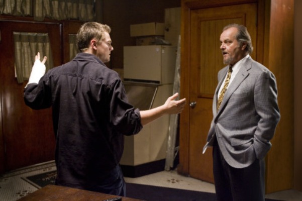 Billy Costigan (LEONARDO DiCAPRIO) is interrogated by the powerful leader of Bostons Irish mob, Frank Costello (JACK NICHOLSON), in Warner Bros. Pictures crime drama The Departed.
