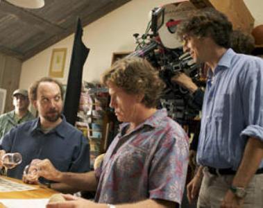 Paul Giammatti, Thomas Haden Church and Alexander Payne filming "Sideways."