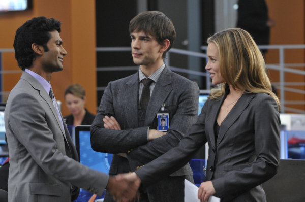 COVERT AFFAIRS -- "Walter's Walk" Episode 102 -- Pictured: (l-r) Sendhil Ramamurthy as Jai Wilcox, Christopher Gorham as Auggie Anderson, Piper Perabo as Annie Walker -- Photo by: Steve Wilkie/USA Network