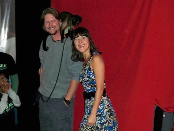 Mizuo Peck and Crystal the monkey at the Night at a Wax Museum on December 1, 2009 at Madame Tussaud's Wax Museum.