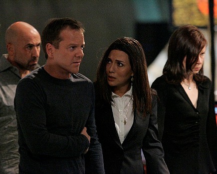 24: L-R:  Morris, Jack, Nadia and Chloe (Carlo Rota, Kiefer Sutherland, Marisol Nichols and Mary Lynn Rajskub) plot against the terrorists who have infultrated CTU in the 24 episode "Day 6: 1:00 A.M. - 2:00 A.M." which aired on Monday, May 7 (9:00-10:00 PM ET/PT) on FOX. ©2007 Fox Broadcasting Co.   Cr: Kelsey McNeal/FOX