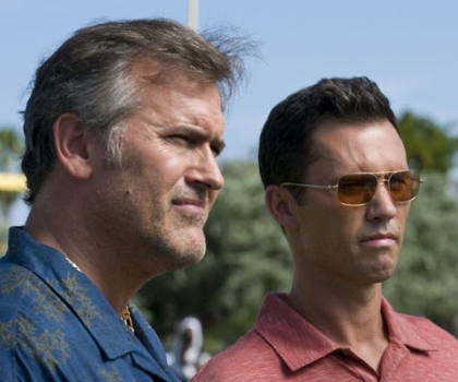 Bruce Campbell and Jeffrey Donovan in "Burn Notice."