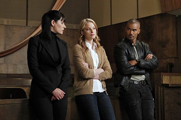 Paget Brewster, Rachel Nichols and Shemar Moore in "Criminal Minds."