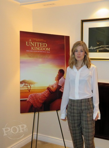 Rosamund Pike at the New York press day for "A United Kingdom" at the Peninsula Hotel - February 5, 2017.