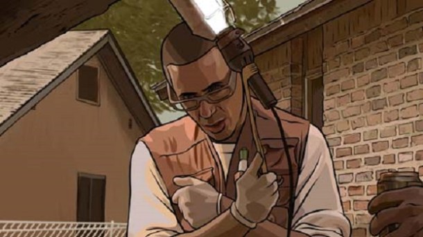 Robert Downey, Jr. in "A Scanner Darkly."