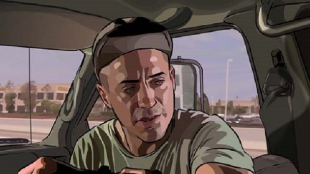 Robert Downey, Jr. in "A Scanner Darkly."