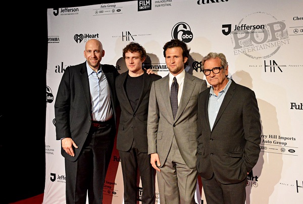 Andrew Greenblatt, Ben Rosenfield, Max Korman and Griffin Dunne at the premiere of the film "Joy Will Prevail" at the Philadelphia Film Festival.